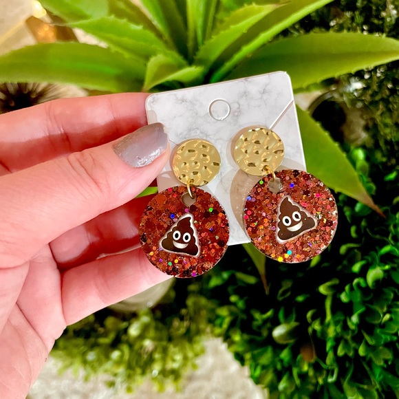 Poop Emoji Acrylic Earrings - Picture 3 of 5
